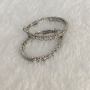 Rhinestones and glass hoop earrings